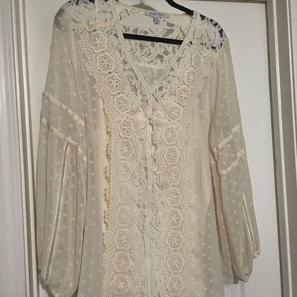 Nordstrom Single Thread Swiss Dot Lace Blouse - Picture 2 of 6